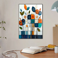 Joyful Geometry – Modern Geometric Floral Wall Art Colorful Abstract Canvas Painting