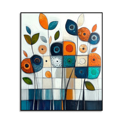 Joyful Geometry – Modern Geometric Floral Wall Art Colorful Abstract Canvas Painting