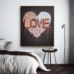 Neon Love Pulse – Textured Wall Art