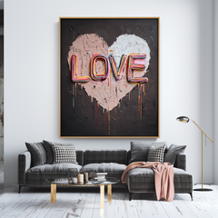 Neon Love Pulse – Textured Wall Art