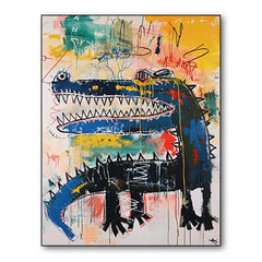 Urban Rex – Vibrant Graffiti Art Crocodile Wall Decor, Street Art Style Abstract Painting
