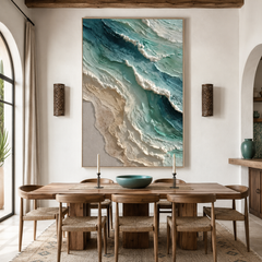 Ocean Breeze Textured Abstract Wall Art | Hand-Painted Coastal Oil Painting