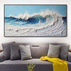 Ocean's Whisper Palette Knife Painting Oil Painting Textured – Textured Seascape Wall Art