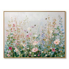 Soft Blossom Garden – Textured Floral Oil Painting hand-painted wall art