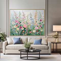 Spring Garden – Vibrant Floral Textured Oil Painting