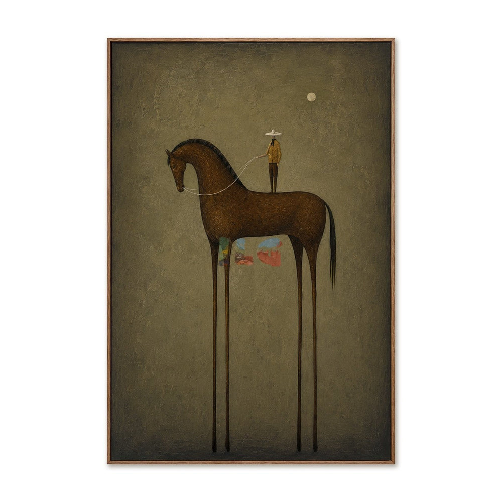 Moonlit Rider Horse – Minimal Western Figurative Wall Art hand-painted wall art