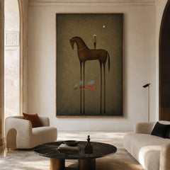 Moonlit Rider Horse – Minimal Western Figurative Wall Art