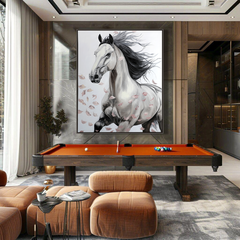 Wings of Grace – Textured Abstract Horse Oil Painting, Modern Animal Wall Art