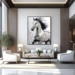 Wings of Grace – Textured Abstract Horse Oil Painting, Modern Animal Wall Art