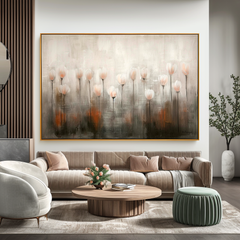 Whispering Tulip Field – Modern Minimalist Floral Oil Painting