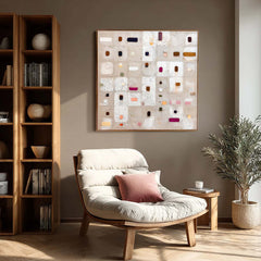 Abstract Geometry Acrylic painting Large Square Color Block Texture Painting Framed Original Wall Art