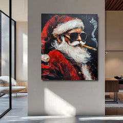Texture Cool Santa Claus Christmas Portrait Large Christmas Wall Art Vntage Santa Claus Holiday Decoration