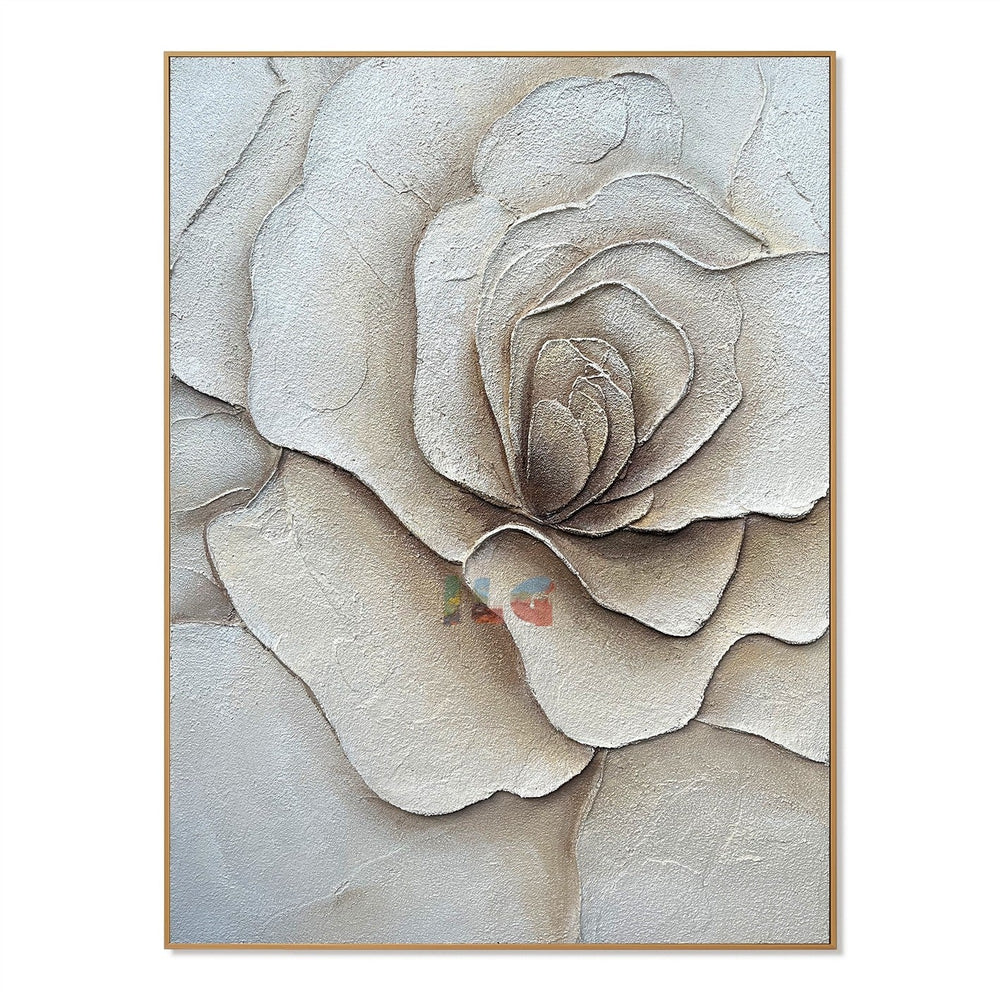 Soft Ivory – Textured Floral Wall Art hand-painted wall art