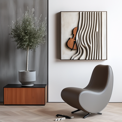 Echo of Strings – 3D Violin Wall Art, Abstract Oil Painting on Canvas