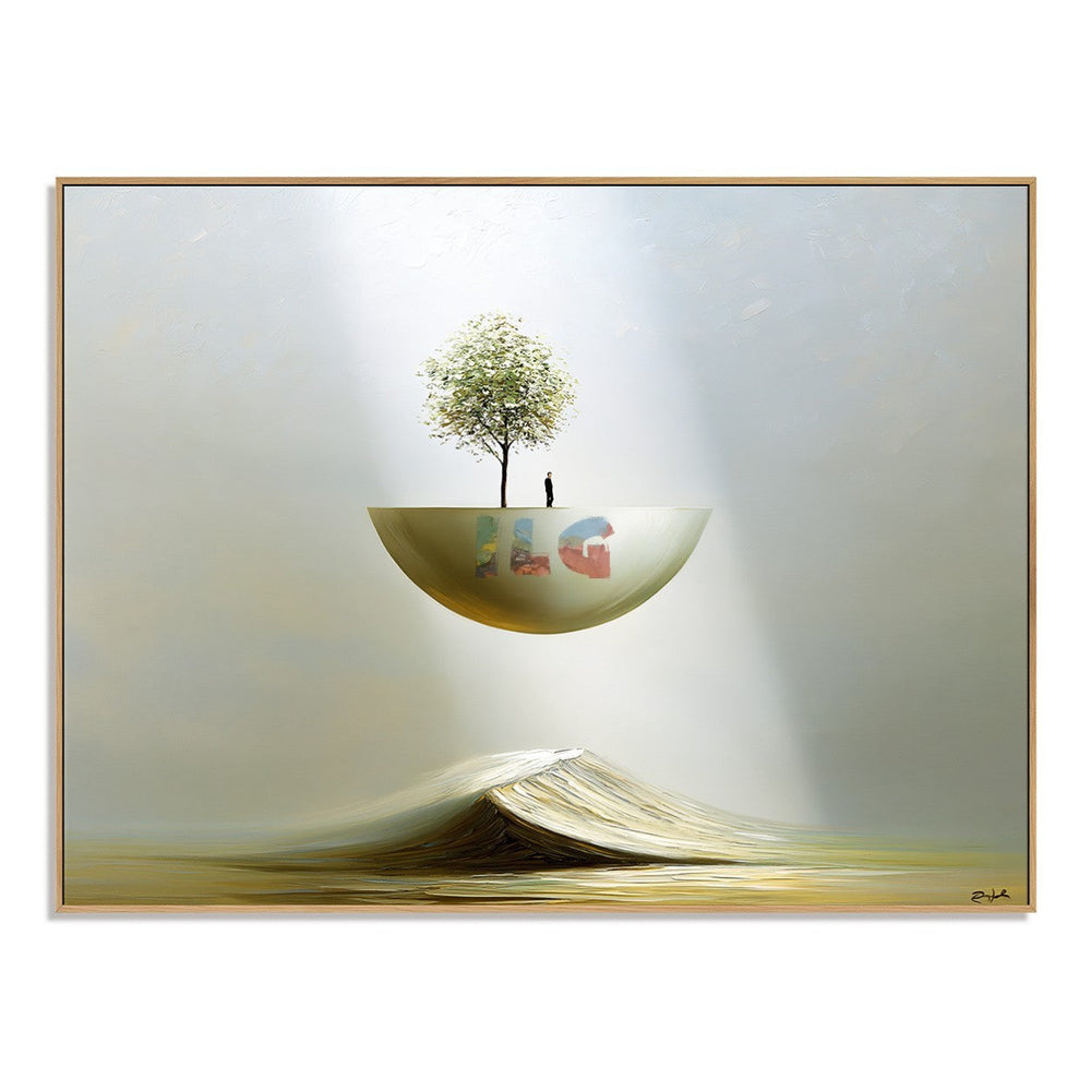 Floating Sanctuary Horizon – Surreal Minimalist Landscape Wall Art hand-painted wall art