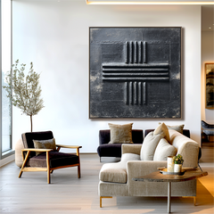 Silent Structure – Textured Geometric Wall Art