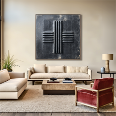 Silent Structure – Textured Geometric Wall Art