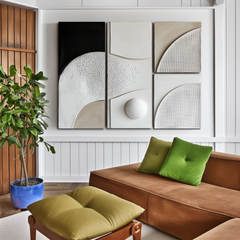 Soft Reverie-4-Piece Neutral Abstract Minimalist Painting