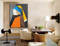 Modern Minimalist Painting on Canvas Colorful Geometric Painting Organic Shape Art Custom Canvas Wall Art Living Room Painting