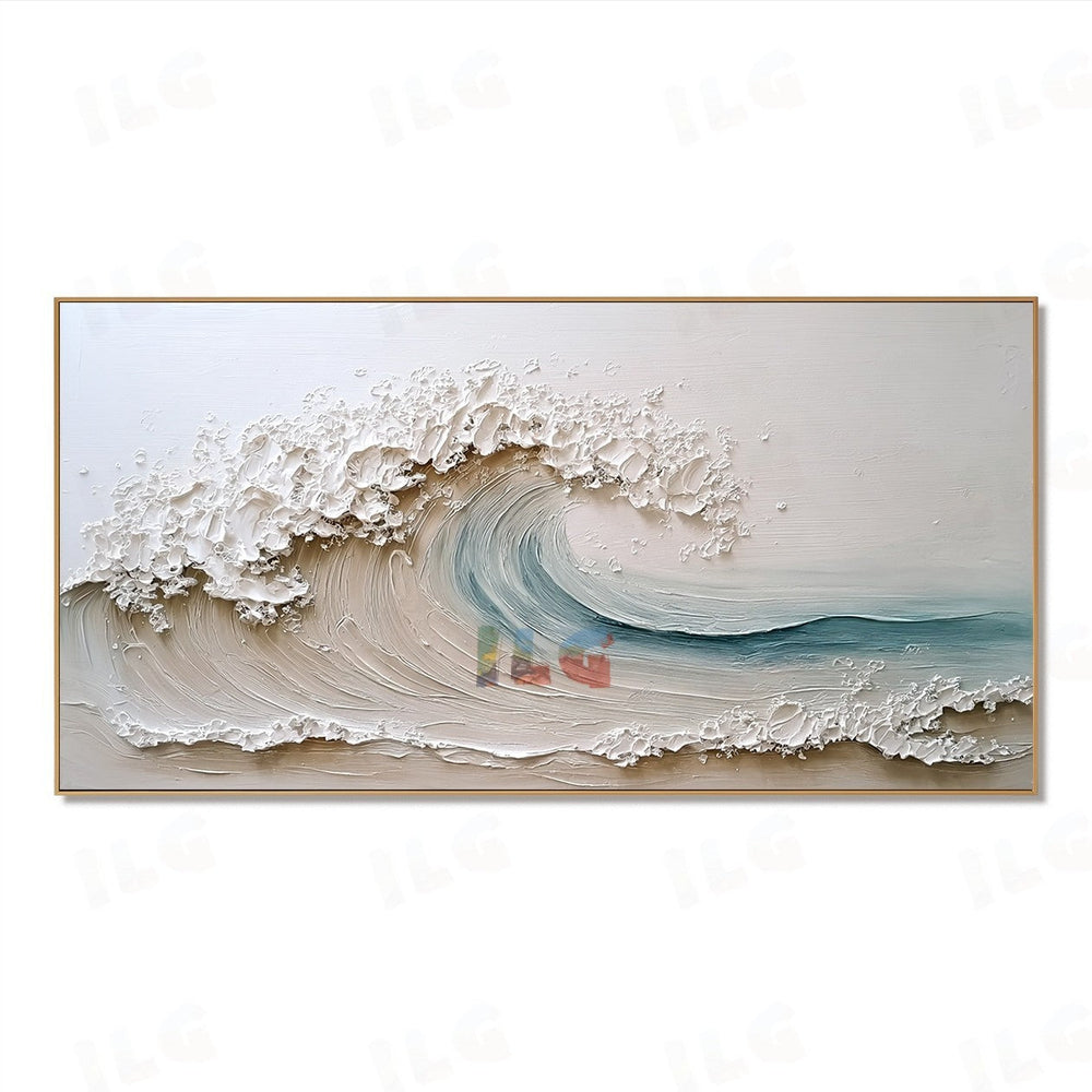 Coastal Foam Motion – Textured Ocean Wall Art hand-painted wall art