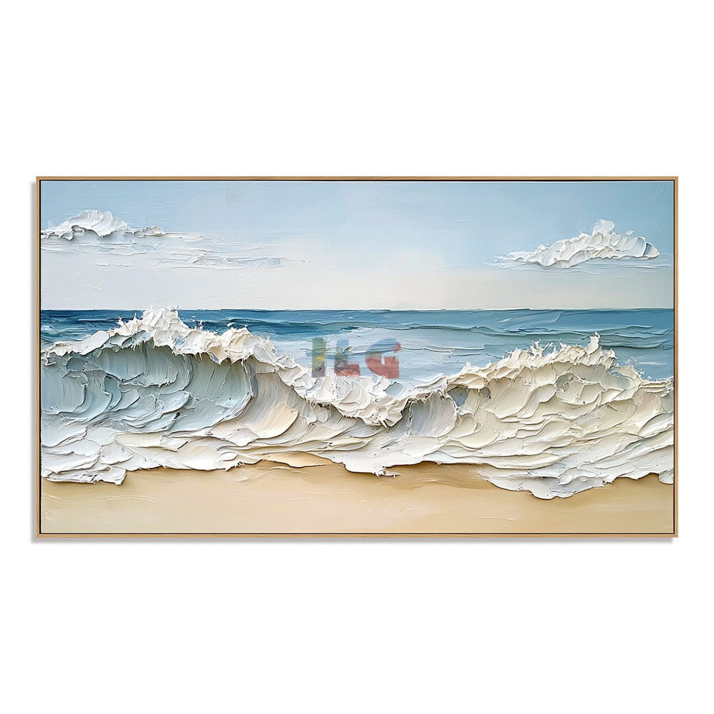 Coastal Wave Serenity – Textured Seascape Wall Art hand-painted wall art