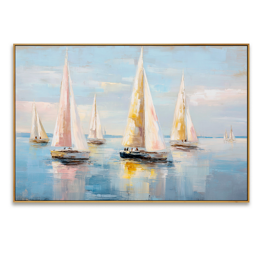 Pastel Regatta – Seascape Wall Art hand-painted wall art