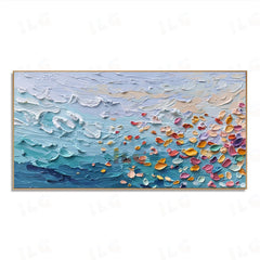 Petal Surf Reverie – Textured Ocean Wall Art hand-painted wall art