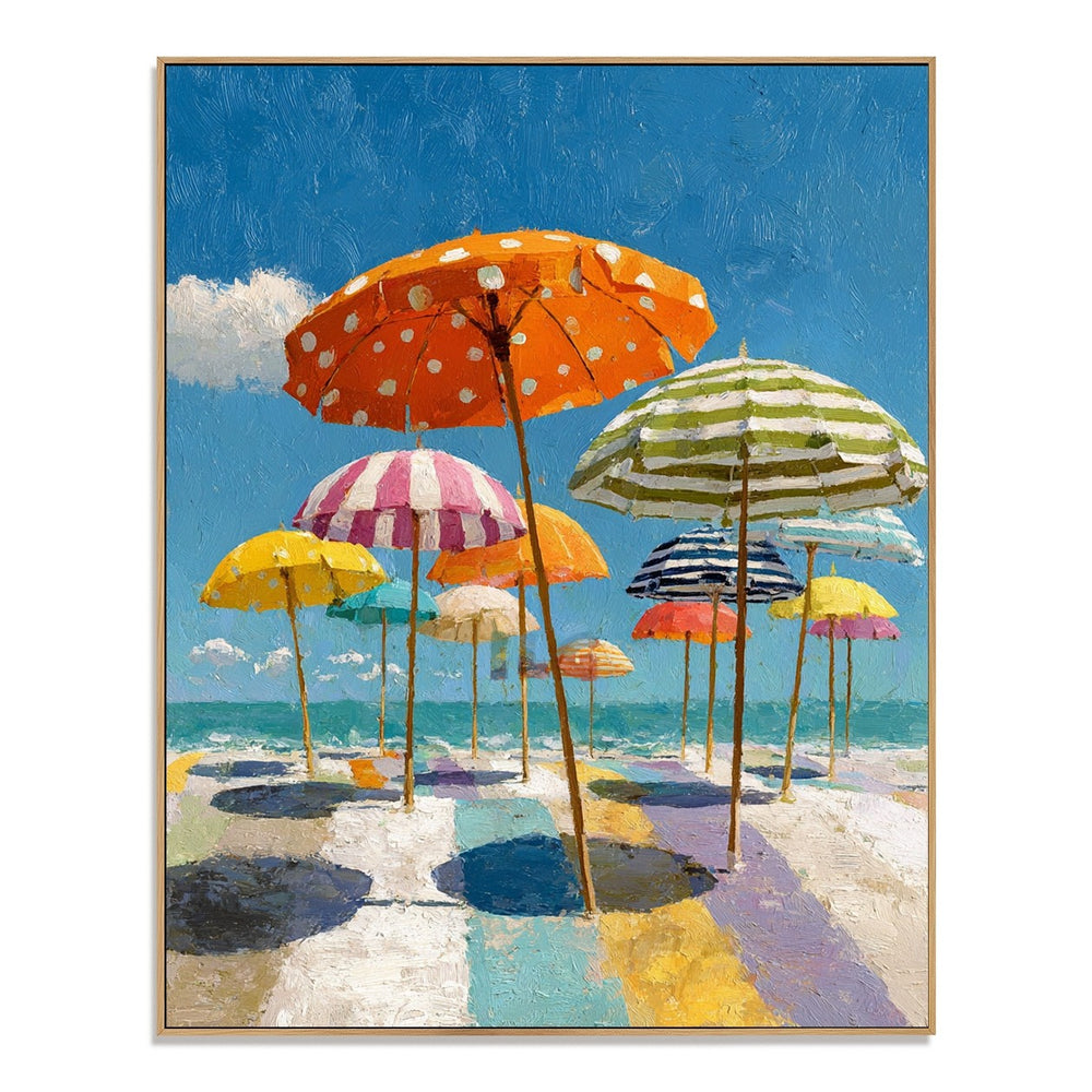 Sunny Umbrella Coast – Beach Wall Art hand-painted wall art