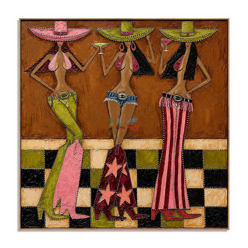 Sundown Hat Trio – Western Figure Wall Art hand-painted wall art