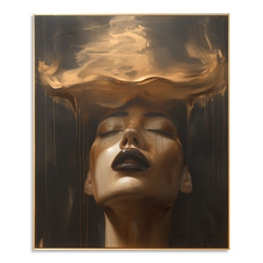Molten Reverie – Dramatic Gold Figurative Portrait Oil Painting hand-painted wall art