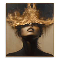 Veil of Gold – Dramatic Abstract Figurative Portrait Oil Painting hand-painted wall art