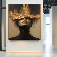 Veil of Gold – Dramatic Abstract Figurative Portrait Oil Painting