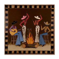 Campfire Rhythm – Western Figure Wall Art hand-painted wall art