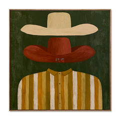 Layered Western Hats – Contemporary Figure Wall Art hand-painted wall art