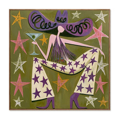 Starry Hat Lounge – Contemporary Figure Wall Art hand-painted wall art