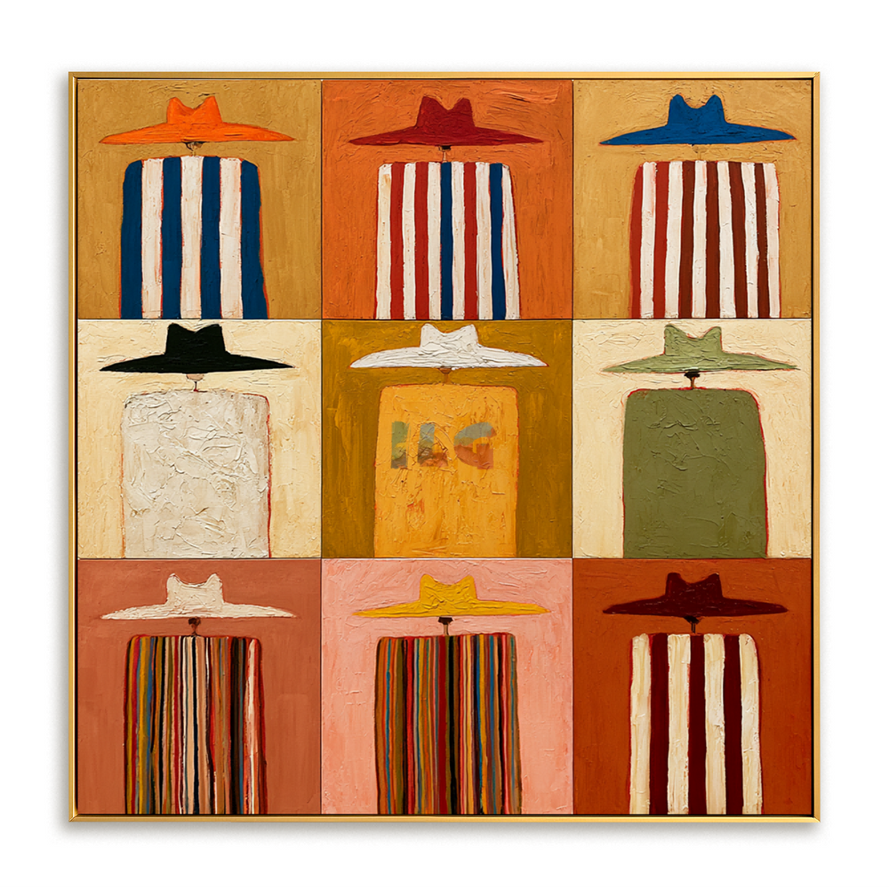 Western Hat Gallery Grid – Contemporary Wall Art hand-painted wall art