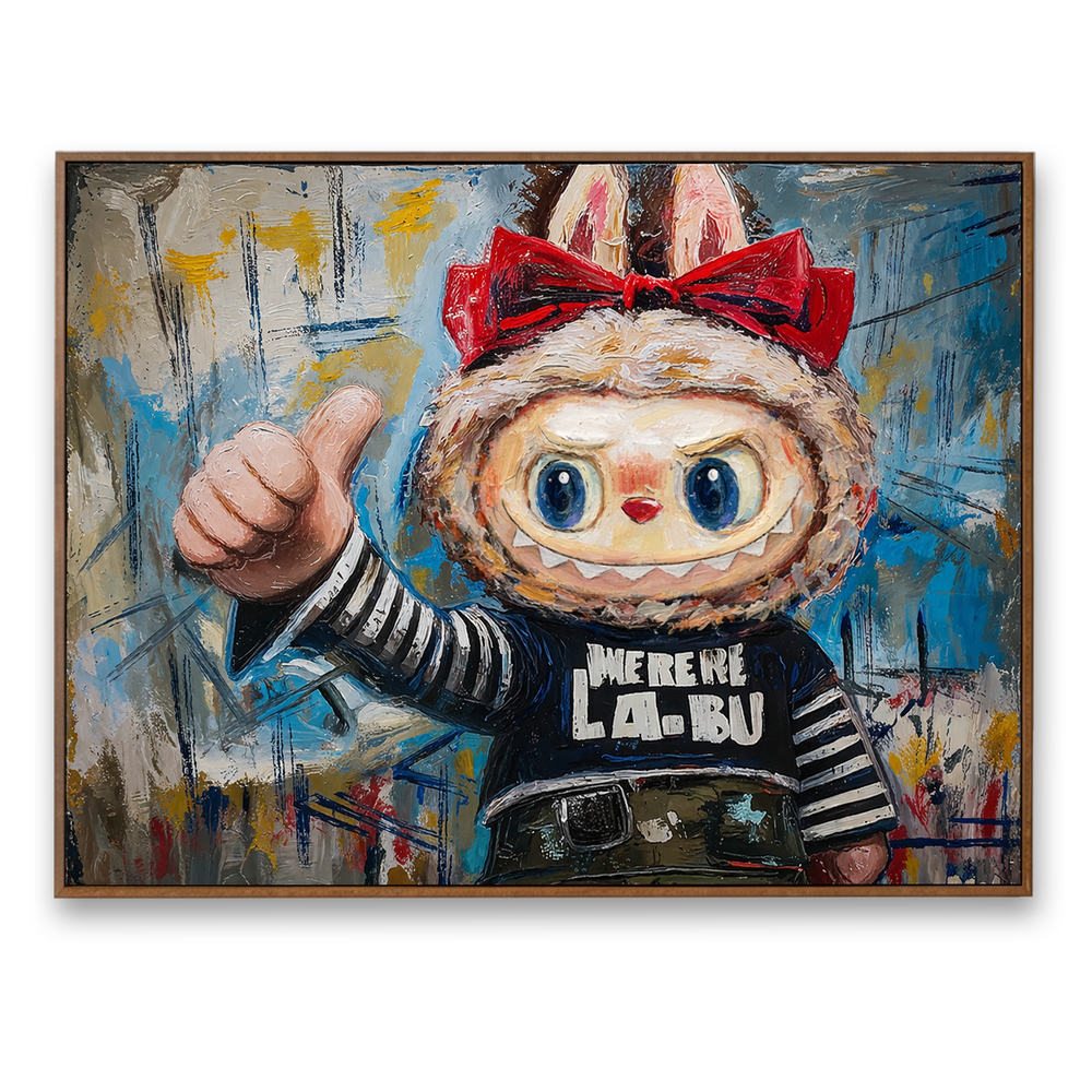 Brave Smile – Labubu Inspired Character Oil Painting hand-painted wall art