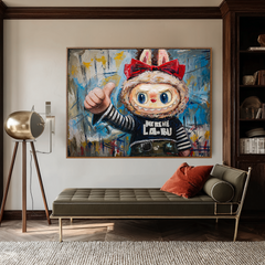 Brave Smile – Labubu Inspired Character Oil Painting