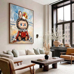 Little Crown Keeper – Labubu Inspired Royal Character Oil Painting