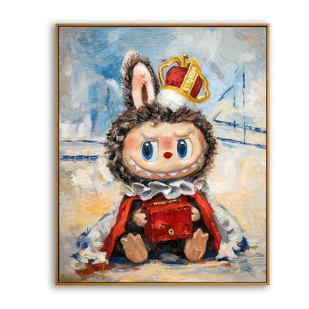 Little Crown Keeper – Labubu Inspired Royal Character Oil Painting hand-painted wall art