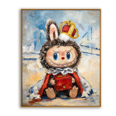 Little Crown Keeper – Labubu Inspired Royal Character Oil Painting hand-painted wall art