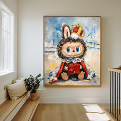 Little Crown Keeper – Labubu Inspired Royal Character Oil Painting