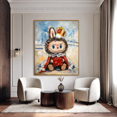 Little Crown Keeper – Labubu Inspired Royal Character Oil Painting