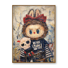 Midnight Keepsake – Labubu Inspired Character Oil Painting hand-painted wall art