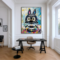 Midnight Spark – Labubu Inspired Character Oil Painting