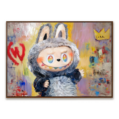 Rainbow Wink – Labubu Inspired Character Oil Painting hand-painted wall art