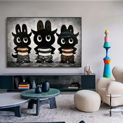 Shadow Parade – Labubu Inspired Character Group Oil Painting