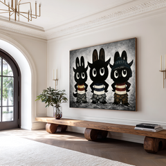 Shadow Parade – Labubu Inspired Character Group Oil Painting
