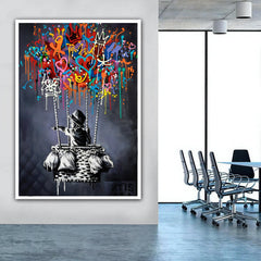 Graffiti Dreams – Street Art Balloon Oil Painting, Modern Pop Wall Art
