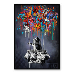 Graffiti Dreams – Street Art Balloon Oil Painting, Modern Pop Wall Art